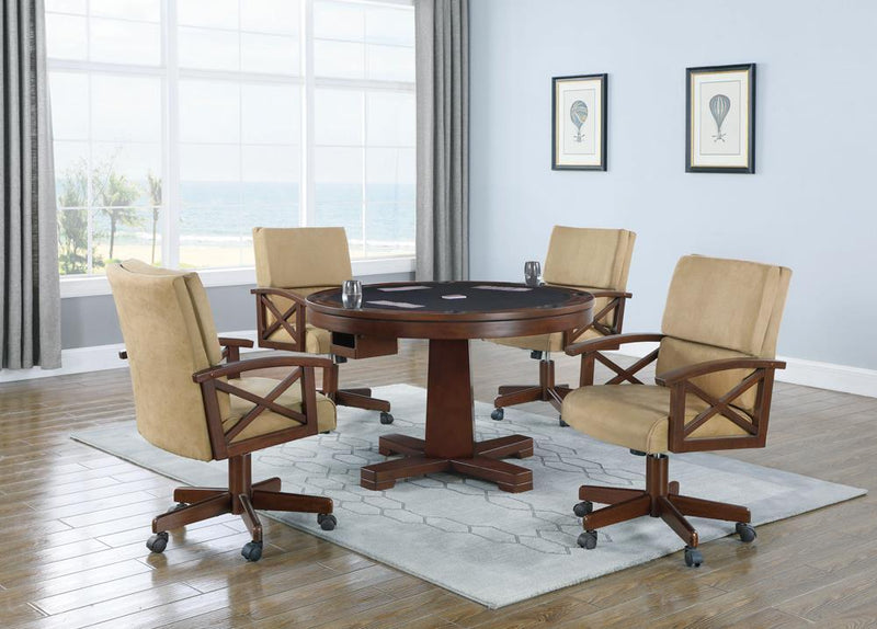 Marietta Round Wooden Game Table Tobacco - Furniture Center (NY)