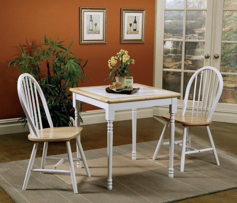 Cinder Windsor Side Chairs Natural Brown and White (Set of 4) - Furniture Center (NY)