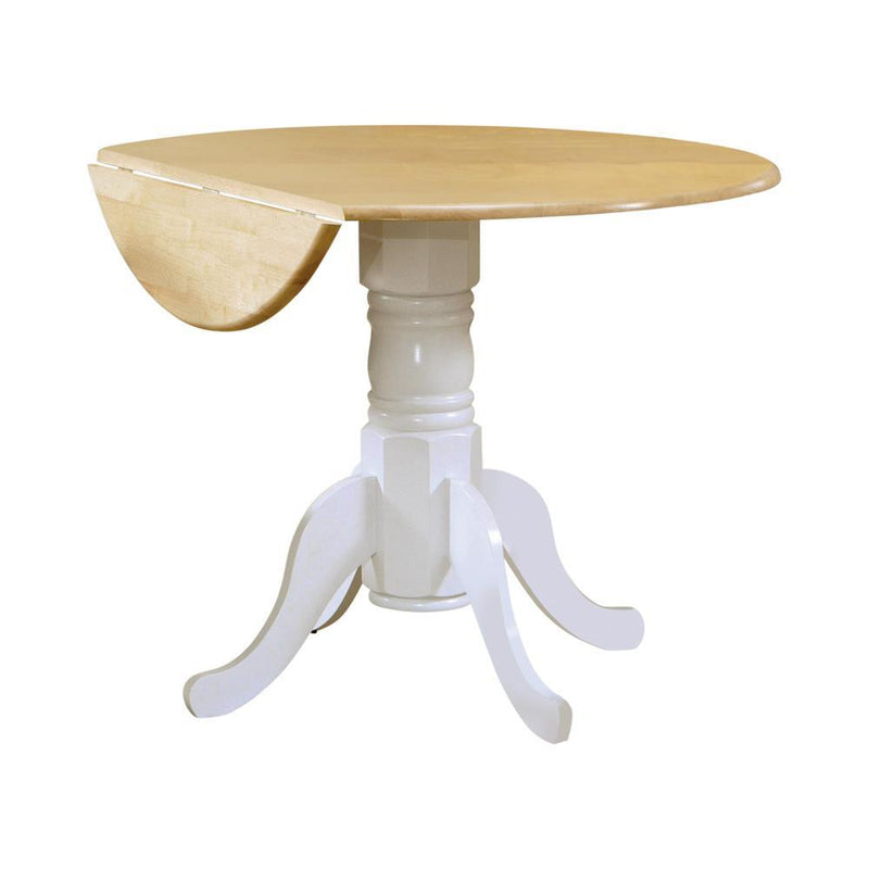 Allison Drop Leaf Round Dining Table Natural Brown and White