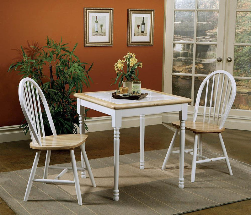 Cinder Windsor Side Chairs Natural Brown and White (Set of 4) - Furniture Center (NY)