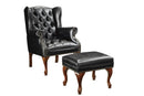 Roberts Button Tufted Back Accent Chair with Ottoman Black and Espresso - Furniture Center (NY)