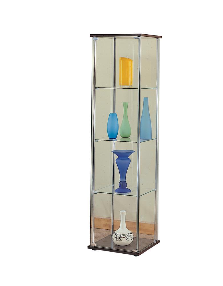 Bellatrix Rectangular 4-shelf Curio Cabinet Cappuccino and Clear - Furniture Center (NY)