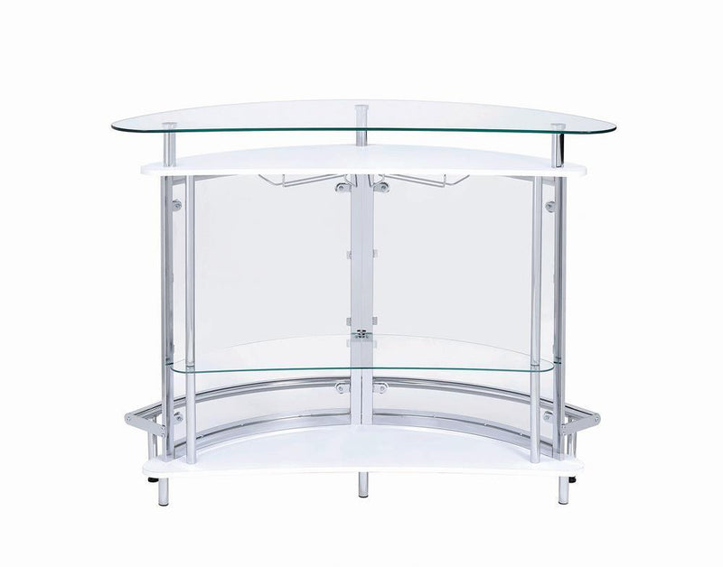 Amarillo 2-tier Bar Unit White and Chrome - Furniture Center (NY)