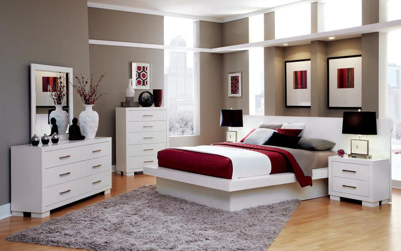 Jessica Eastern King Platform Bed with Rail Seating White - Furniture Center (NY)