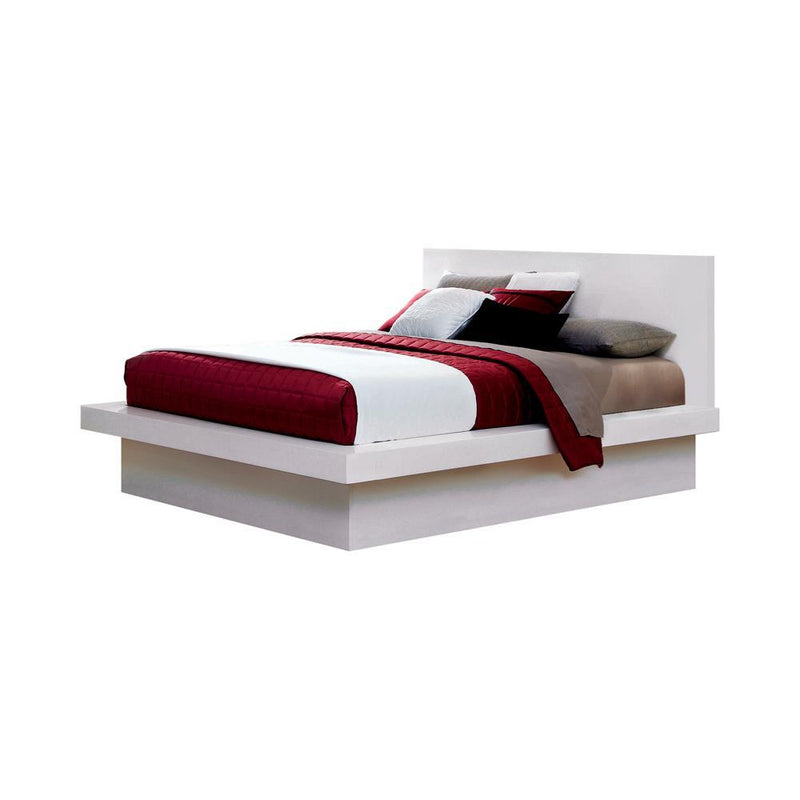Jessica Queen Platform Bed with Rail Seating White - Furniture Center (NY)