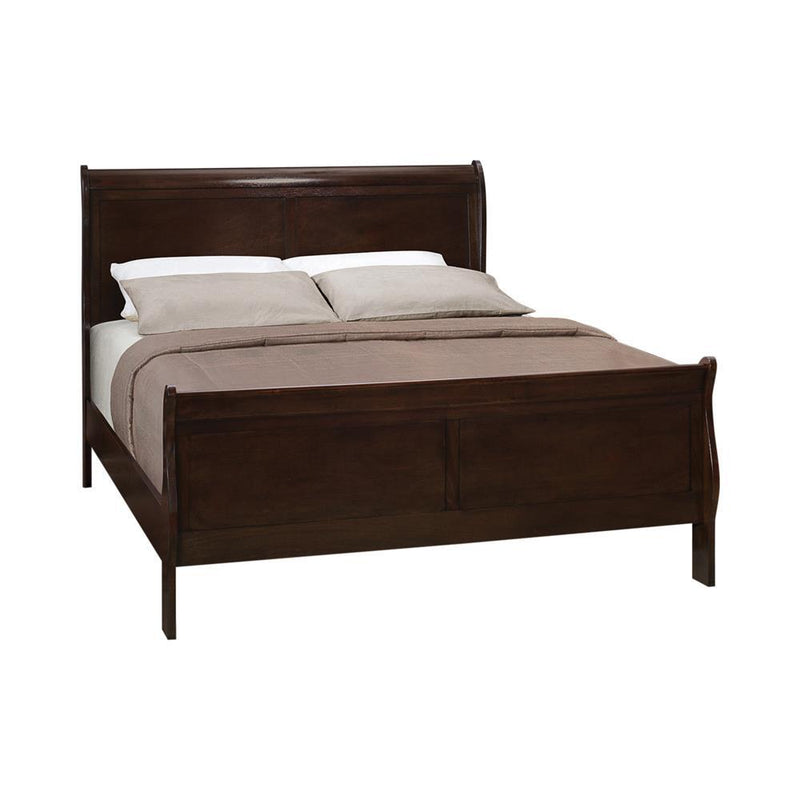 Louis Philippe Eastern King Panel Sleigh Bed Cappuccino - Furniture Center (NY)