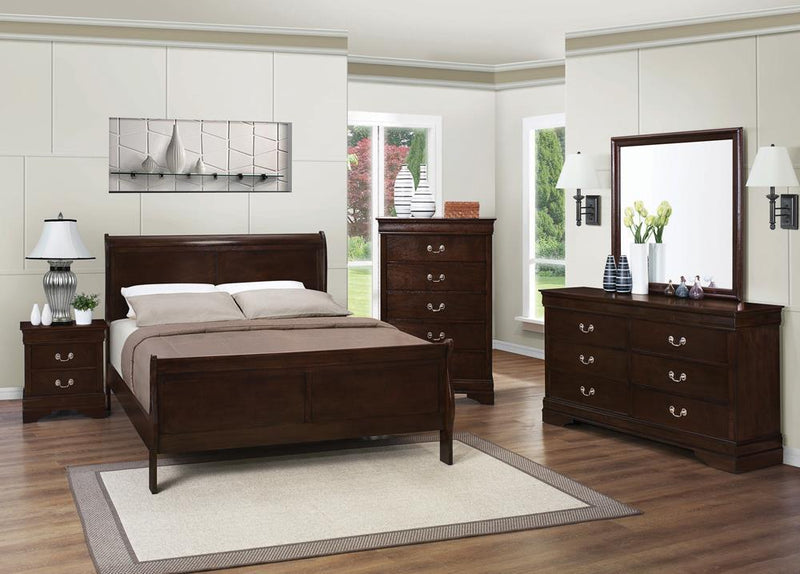Louis Philippe Eastern King Panel Sleigh Bed Cappuccino - Furniture Center (NY)
