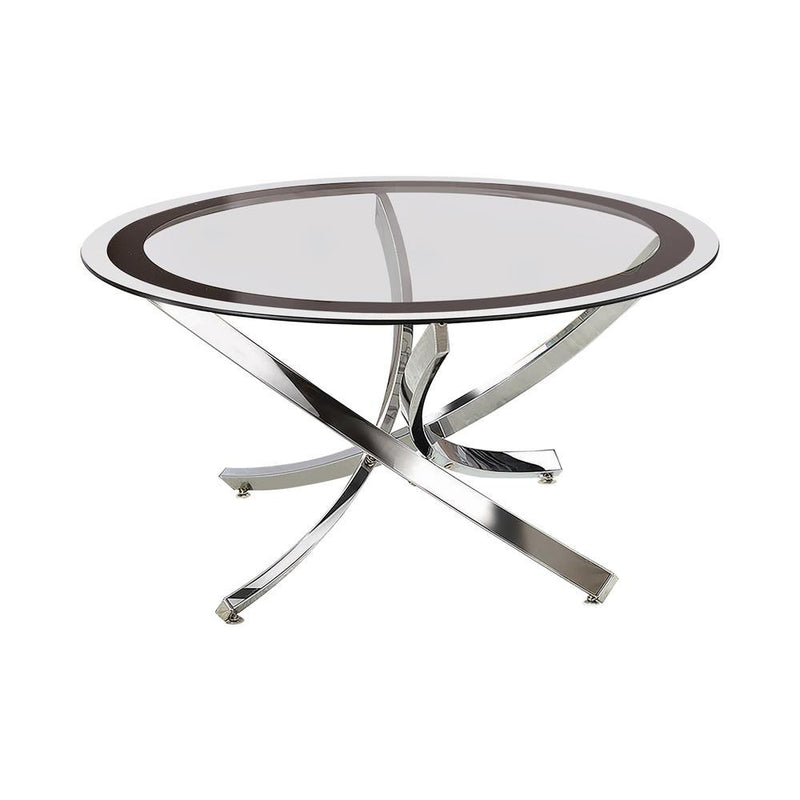 Brooke Glass Top Coffee Table Chrome and Black - Furniture Center (NY)