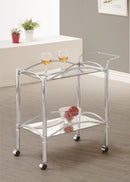 Shadix 2-tier Serving Cart with Glass Top Chrome and Clear - Furniture Center (NY)