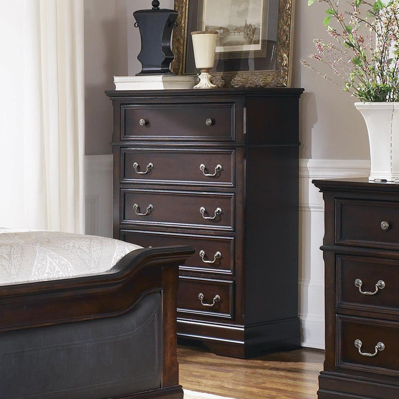 Cambridge 5-drawer Rectangular Chest Cappuccino - Furniture Center (NY)