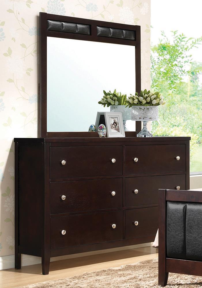 Carlton Upholstered Rectangular Dresser Mirror Cappuccino - Furniture Center (NY)