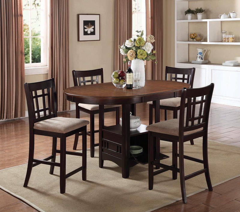 Lavon Lattice Back Counter Stools Tan and Espresso (Set of 2) - Furniture Center (NY)