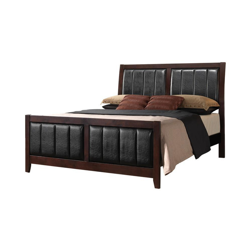 Carlton Eastern King Upholstered Bed Cappuccino and Black - Furniture Center (NY)