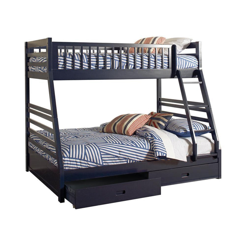 Ashton Twin Over Full 2-drawer Bunk Bed Navy Blue - Furniture Center (NY)