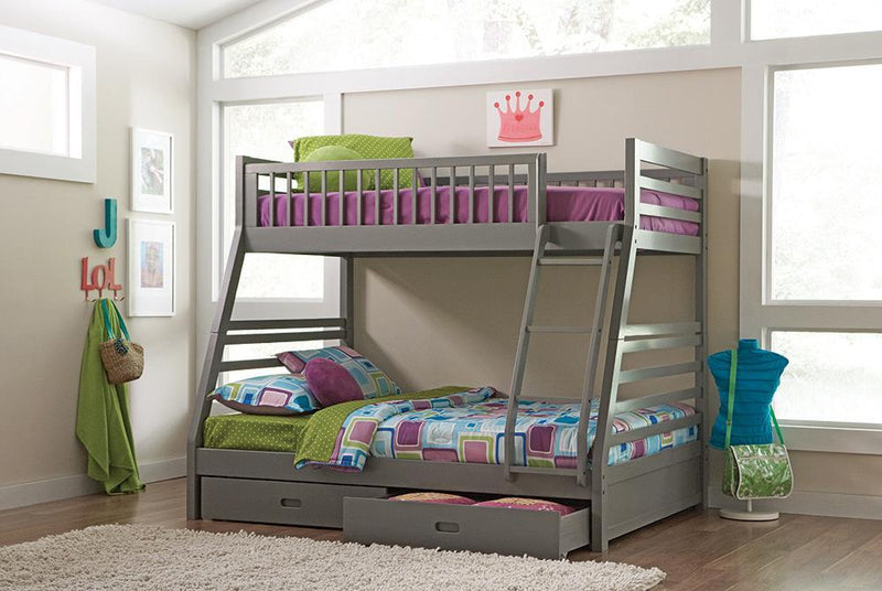 Ashton Twin Over Full Bunk 2-drawer Bed Grey - Furniture Center (NY)