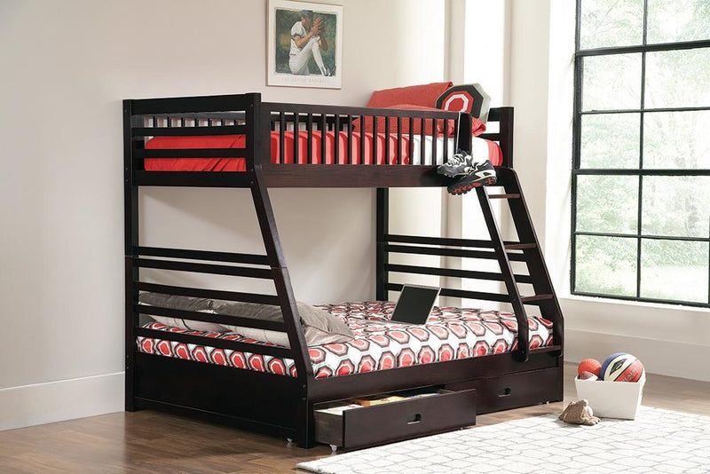 Ashton Twin Over Full 2-drawer Bunk Bed Cappuccino - Furniture Center (NY)