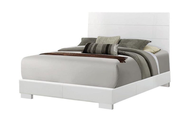 Felicity Eastern King Panel Bed Glossy White - Furniture Center (NY)