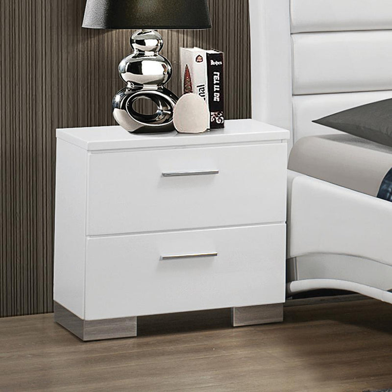 Felicity 2-drawer Nightstand Glossy White - Furniture Center (NY)