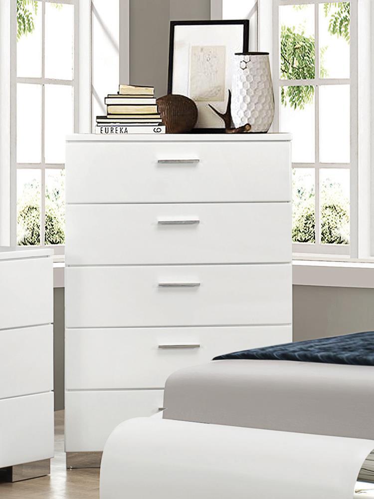 Felicity 5-drawer Chest Glossy White - Furniture Center (NY)