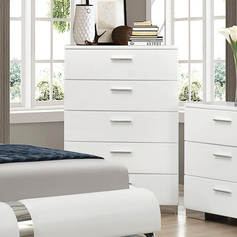 Felicity 5-drawer Chest Glossy White - Furniture Center (NY)