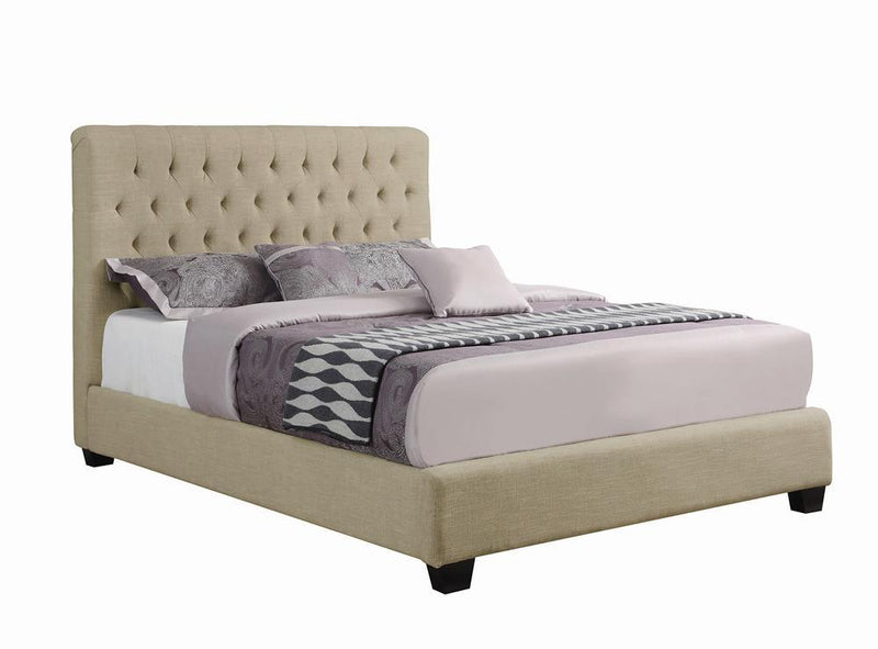 Chloe Tufted Upholstered Eastern King Bed Oatmeal - Furniture Center (NY)