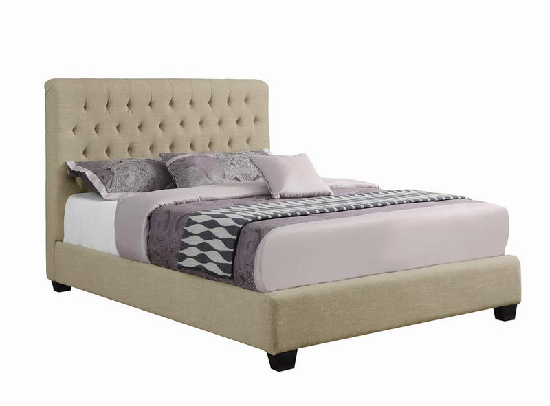 Chloe Tufted Upholstered California King Bed Oatmeal - Furniture Center (NY)