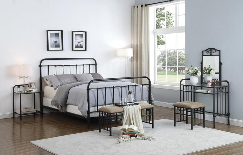 Livingston Queen Panel Metal Bed Dark Bronze - Furniture Center (NY)