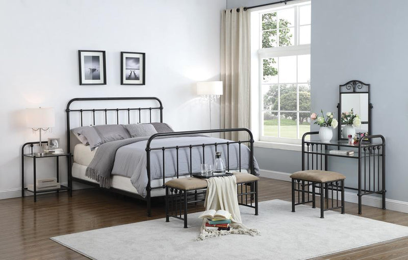 Livingston Eastern King Panel Metal Bed Dark Bronze - Furniture Center (NY)