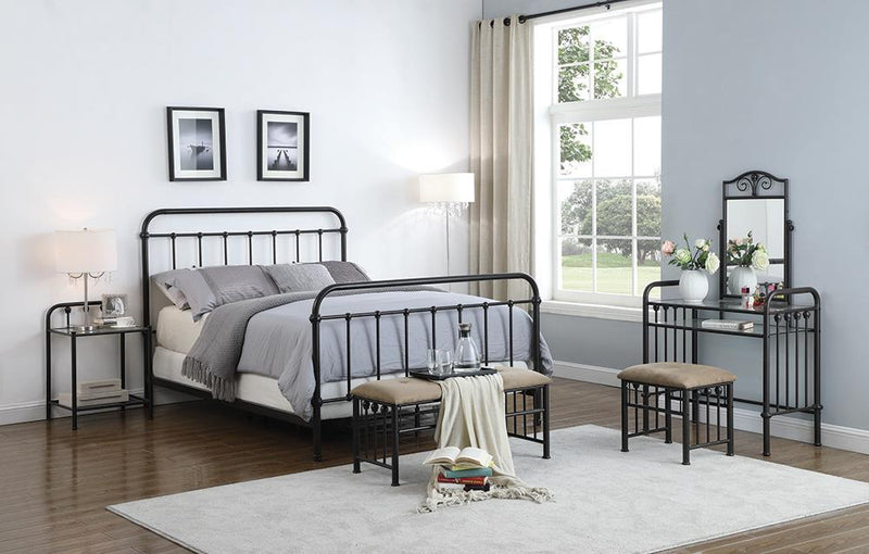 Livingston Queen Panel Metal Bed Dark Bronze - Furniture Center (NY)