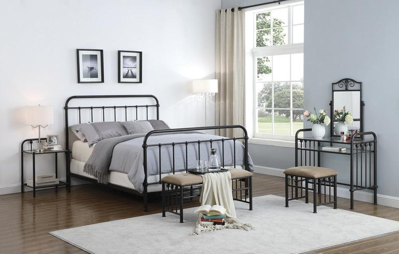 Livingston California King Panel Metal Bed Dark Bronze - Furniture Center (NY)