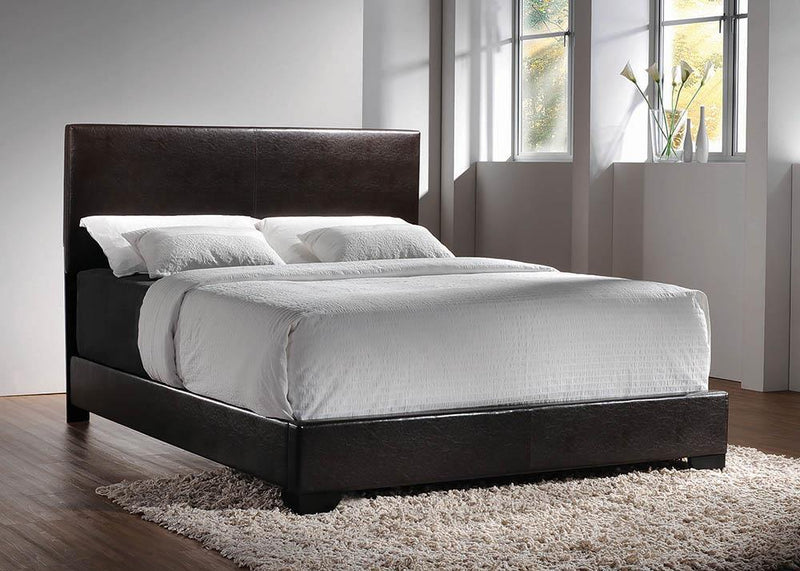 Conner Queen Upholstered Panel Bed Black and Dark Brown - Furniture Center (NY)