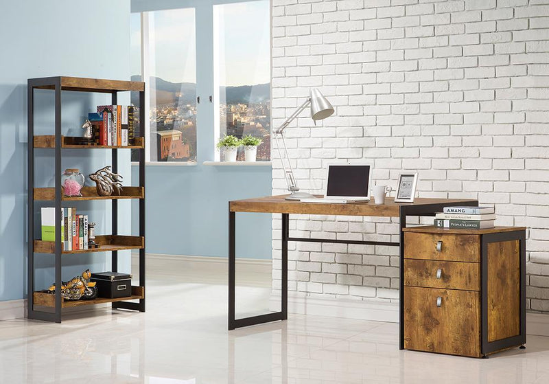 Estrella Writing Desk Antique Nutmeg and Gunmetal - Furniture Center (NY)