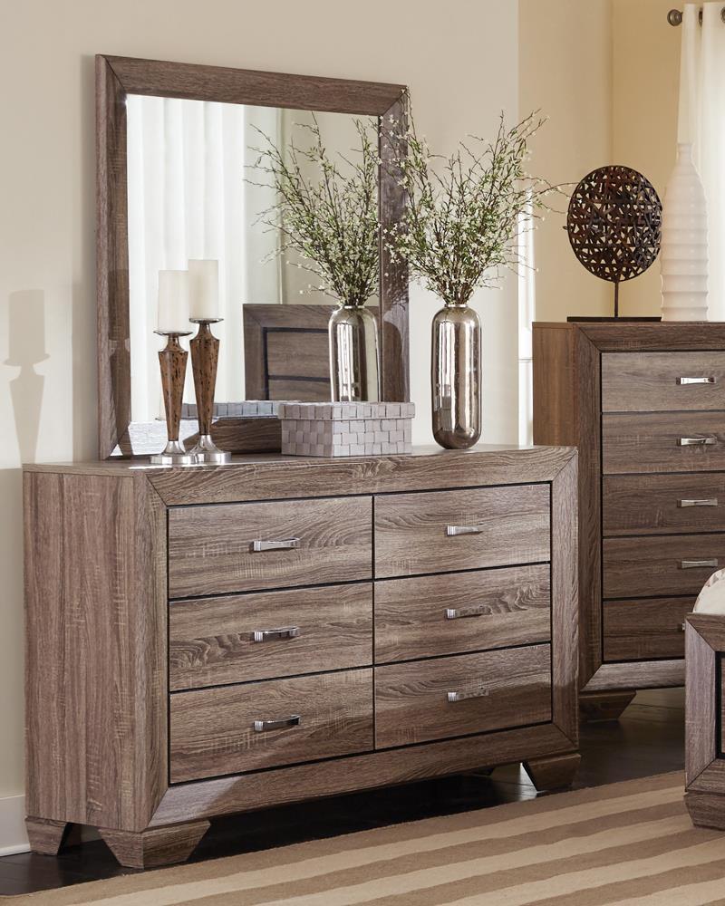Kauffman Rectangular Dresser Mirror Washed Taupe - Furniture Center (NY)