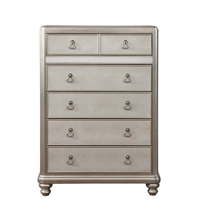 Bling Game 6-drawer Chest Metallic Platinum - Furniture Center (NY)