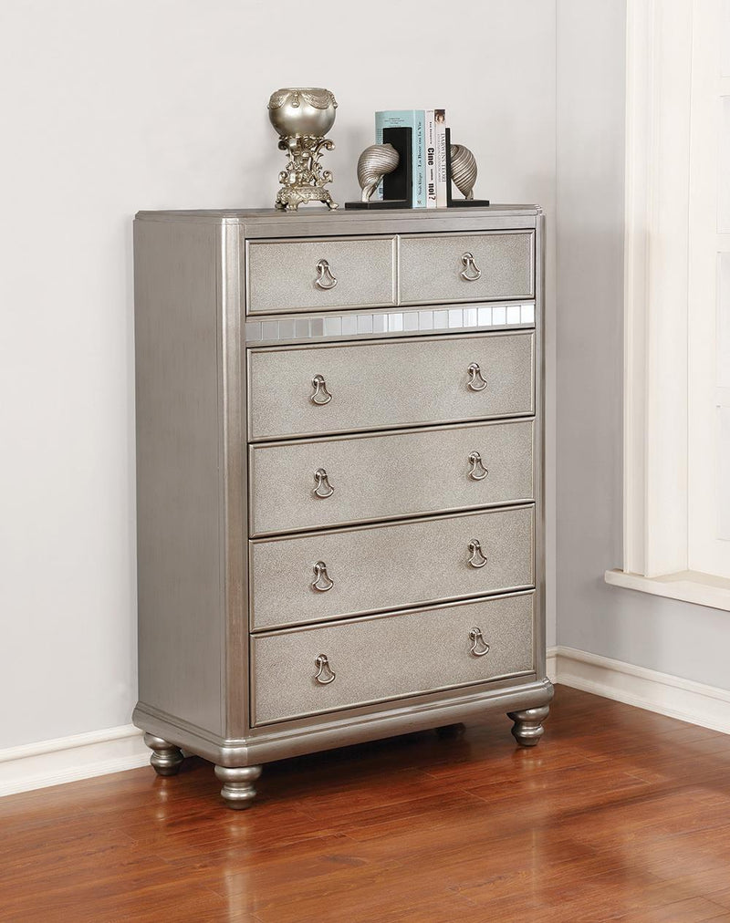 Bling Game 6-drawer Chest Metallic Platinum - Furniture Center (NY)