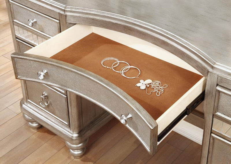 Bling Game 9-drawer Vanity Desk Metallic Platinum - Furniture Center (NY)