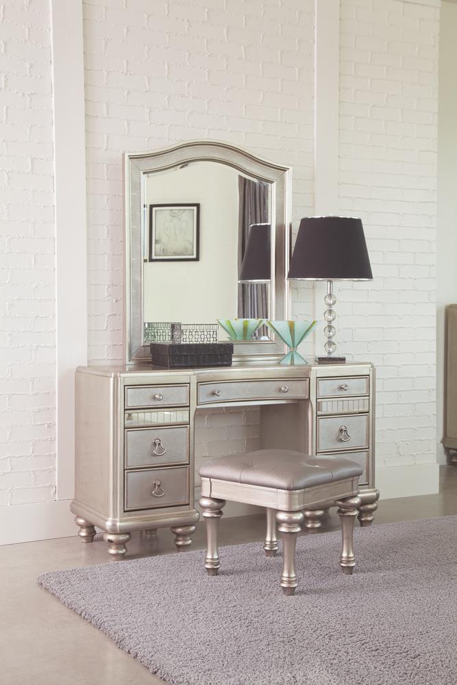 Bling Game Arched Top Vanity Mirror Metallic Platinum - Furniture Center (NY)
