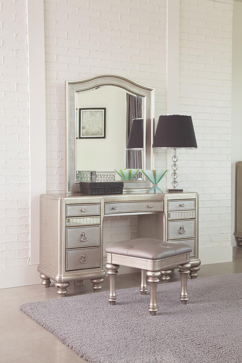 Bling Game Arched Top Vanity Mirror Metallic Platinum - Furniture Center (NY)