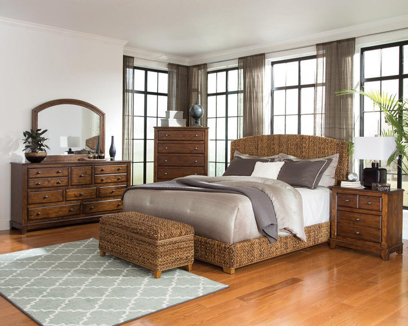 Laughton Hand-Woven Banana Leaf California King Bed Amber - Furniture Center (NY)
