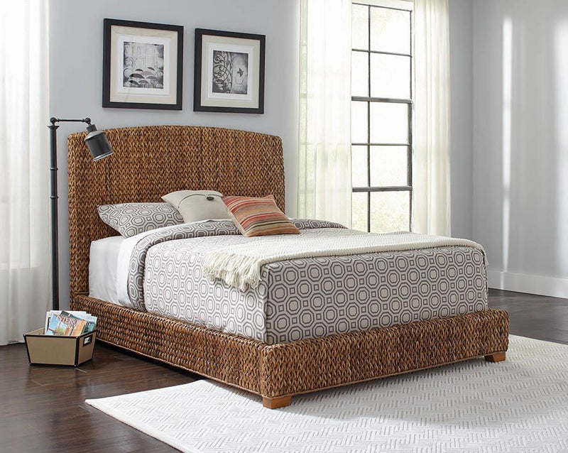 Laughton Hand-Woven Banana Leaf Eastern King Bed Amber - Furniture Center (NY)