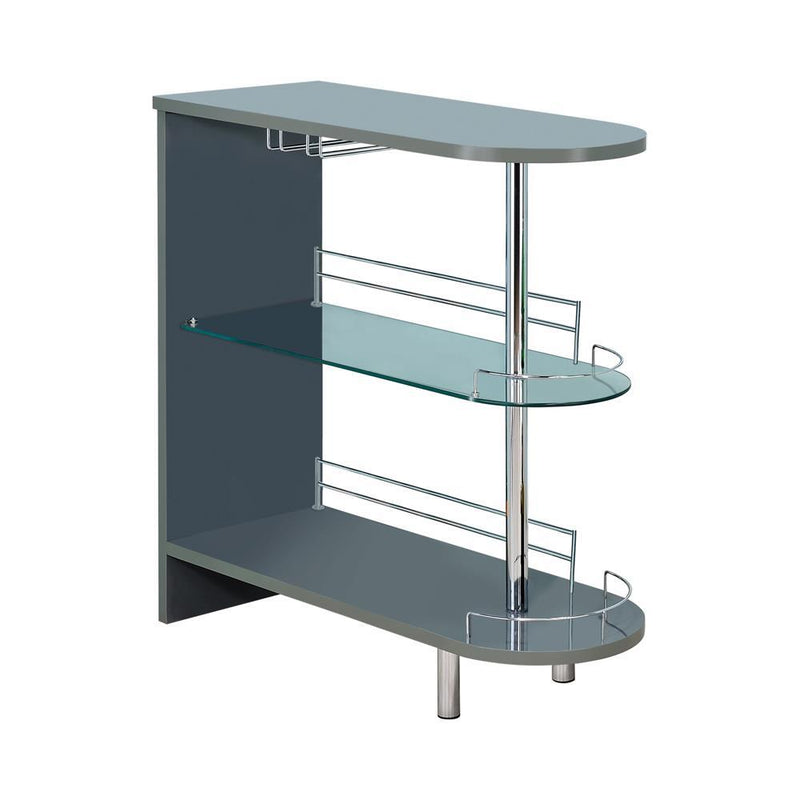 Adolfo 3-tier Bar Table Glossy Grey and Clear - Furniture Center (NY)