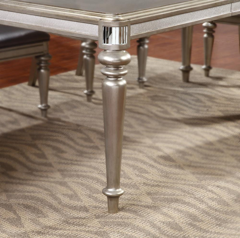 Bling Game Rectangular Dining Table with Leaf Metallic Platinum - Furniture Center (NY)