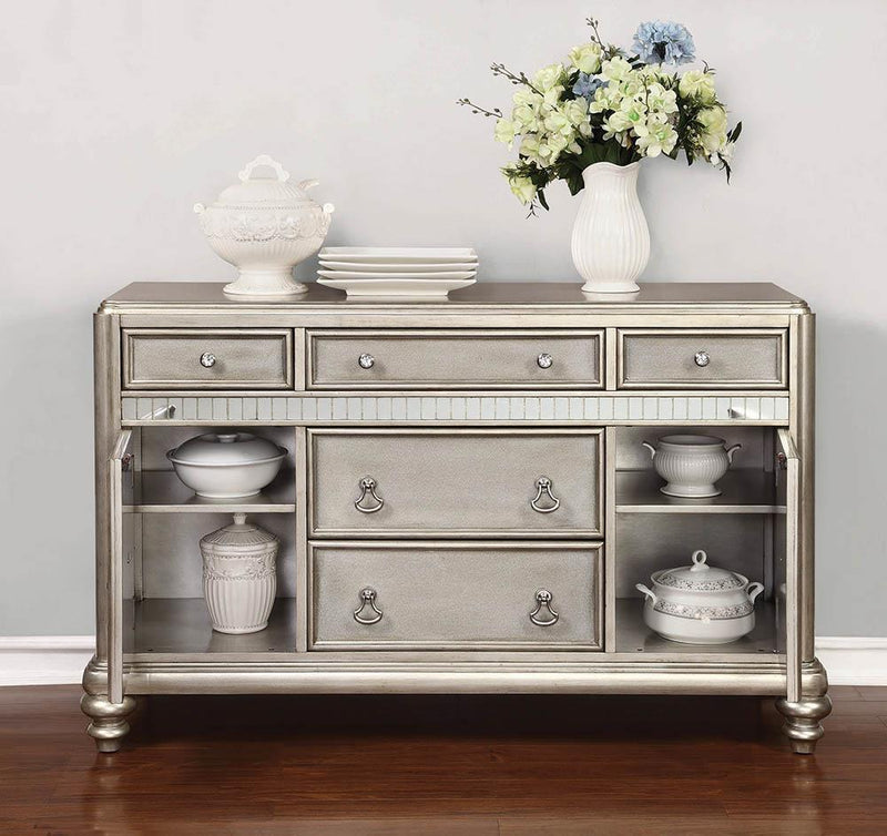 Bling Game 5-drawer Dining Server Metallic Platinum - Furniture Center (NY)