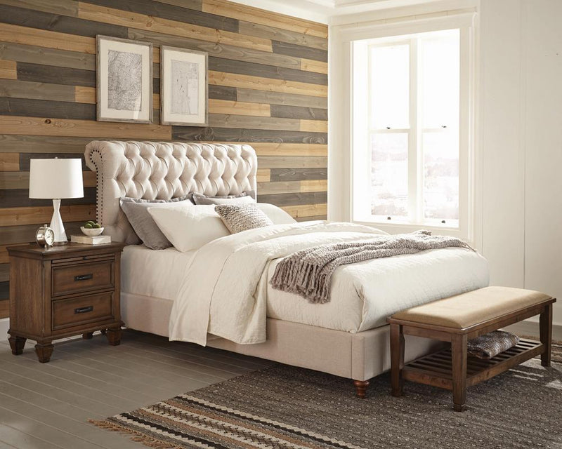 Devon Tufted Upholstered California King Bed Beige - Furniture Center (NY)