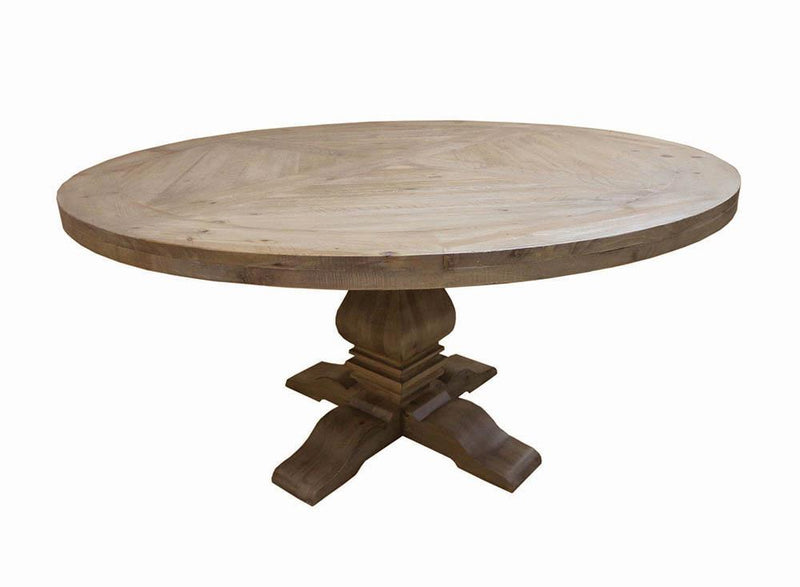Florence Round Pedestal Dining Table Rustic Smoke - Furniture Center (NY)