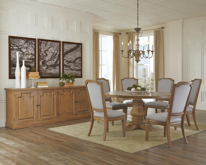 Florence Round Pedestal Dining Table Rustic Smoke - Furniture Center (NY)