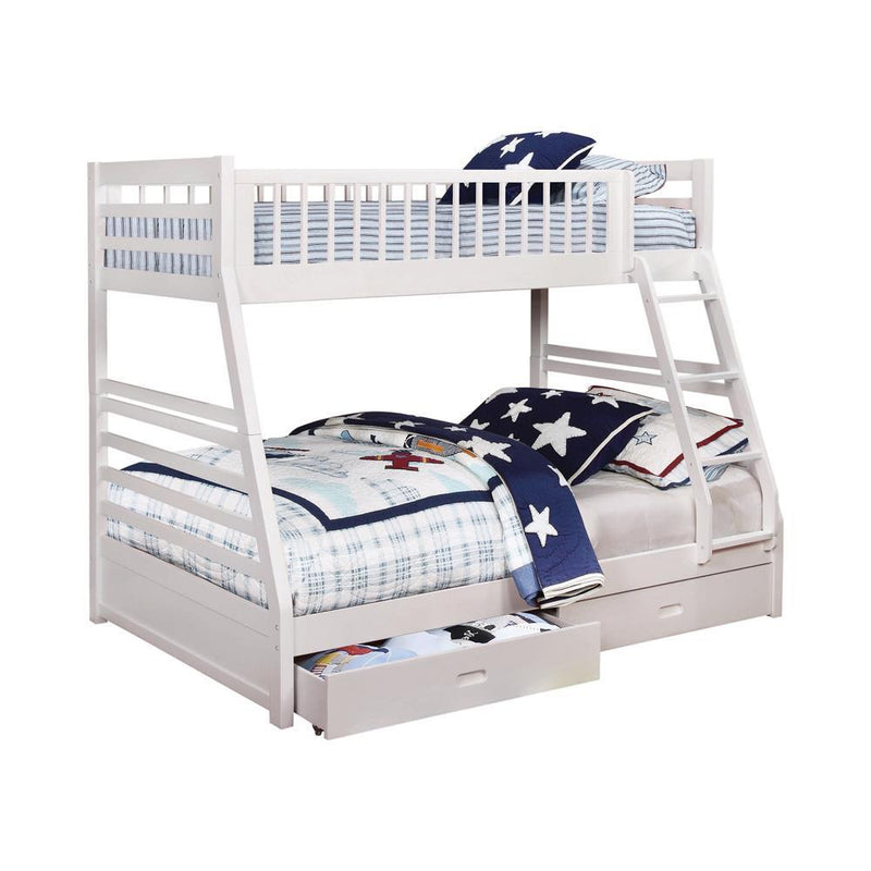 Ashton Twin Over Full 2-drawer Bunk Bed White - Furniture Center (NY)