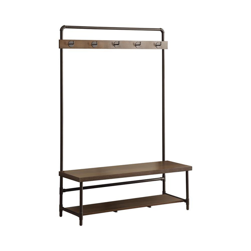 Alise Hall Tree with 5 Coat Hooks Chestnut and Dark Bronze - Furniture Center (NY)