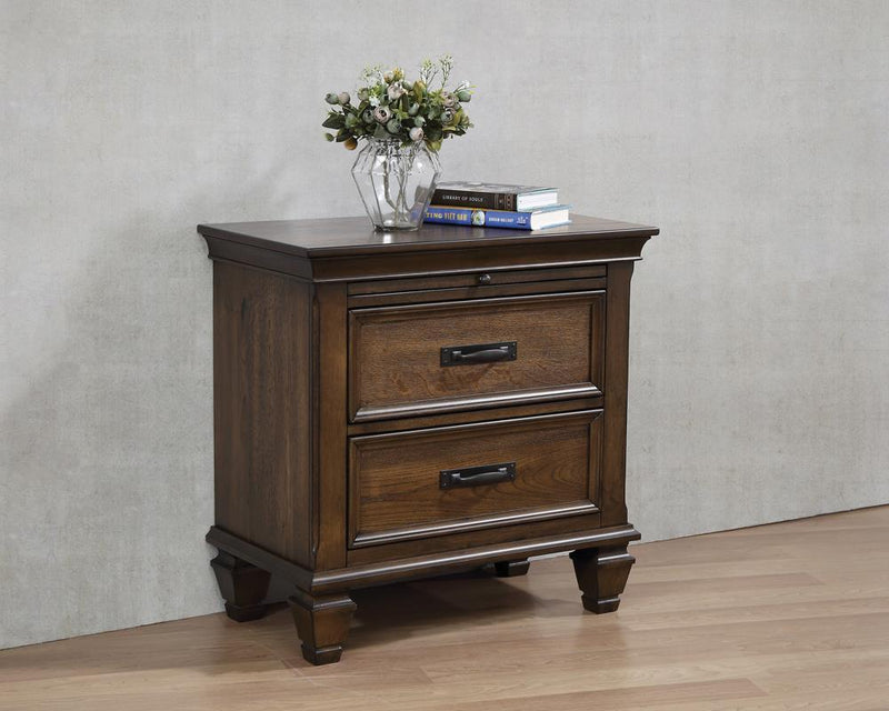 Franco 2-drawer Nightstand with Pull Out Tray Burnished Oak - Furniture Center (NY)
