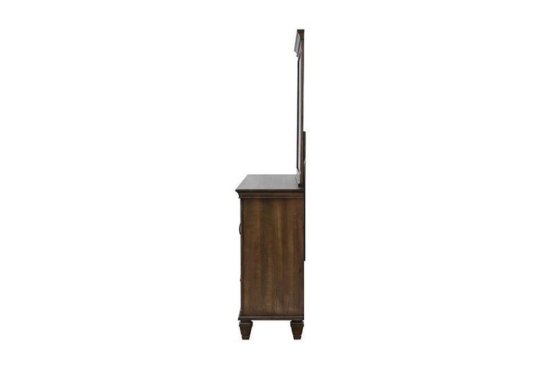 Franco 5-drawer Dresser with 2 Louvered Doors Burnished Oak - Furniture Center (NY)
